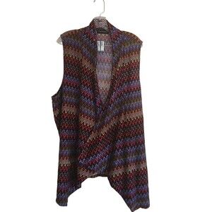 Travel Elements Cardigan Women's Size 1X Multicolor Stripes Sleeveless